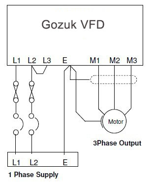 1HP single phase VFD installation diagram